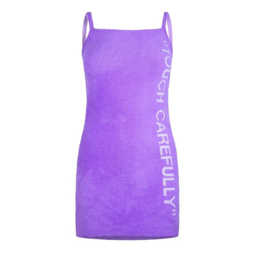 Off White Womens/Ladies Touch Carefully Fuzzy Mini Dress / Violet/White